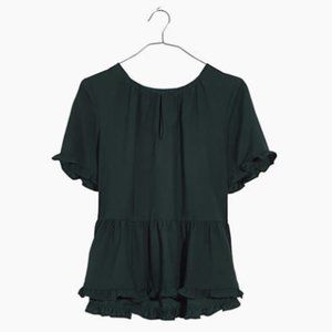 Madewell Stanza Ruffle-Hem Top XXS Smoky Spruce